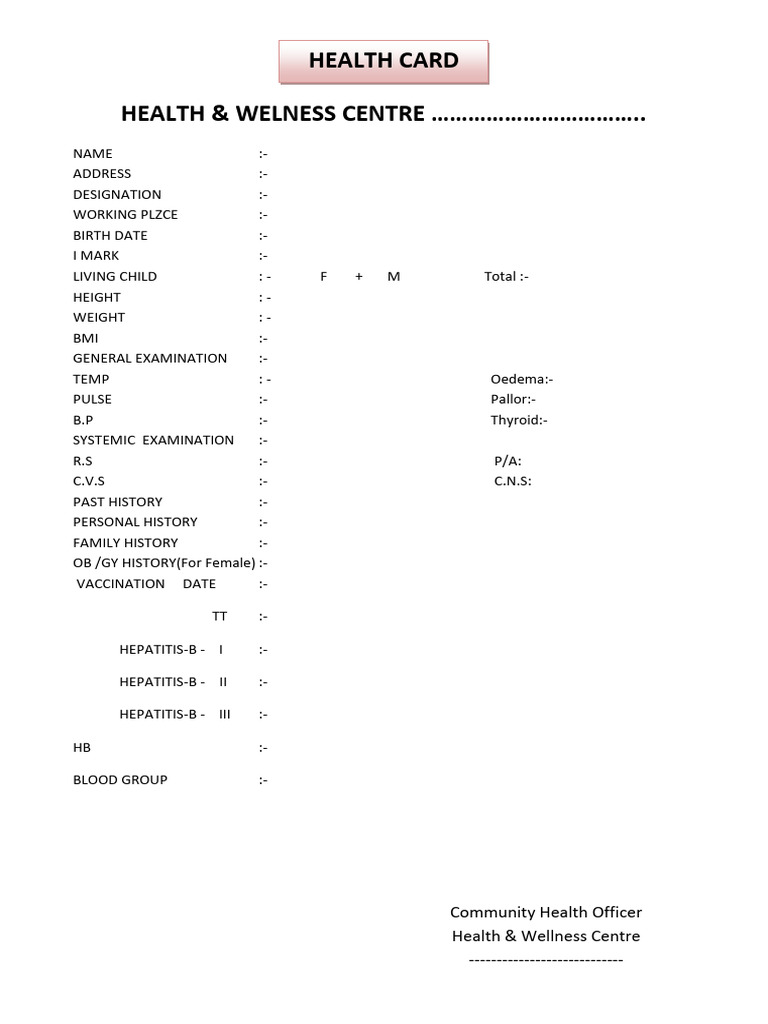 Health Card HWC | PDF