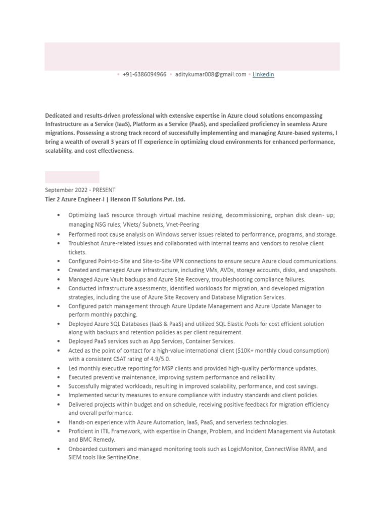 Azure Cloud Engineer Resume Summary | PDF | Microsoft Azure | Cloud ...