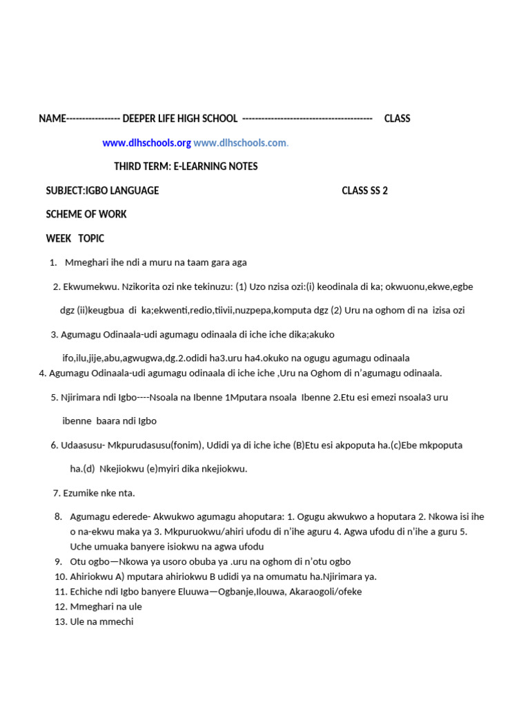 Ss2 Third Term | PDF
