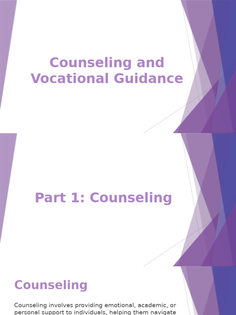 Lecture 10 Counseling and Vocational Guidance | PDF | Cognitive ...