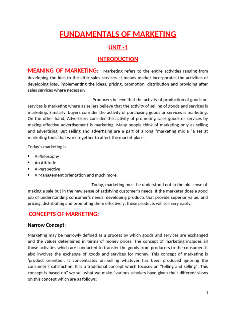 Fundamentals Of Marketing Pdf Marketing Brand