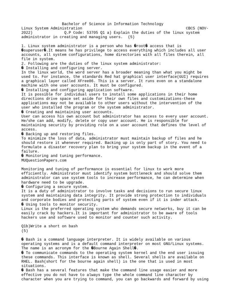 Linux System Administration Duties Explained | PDF | Software ...
