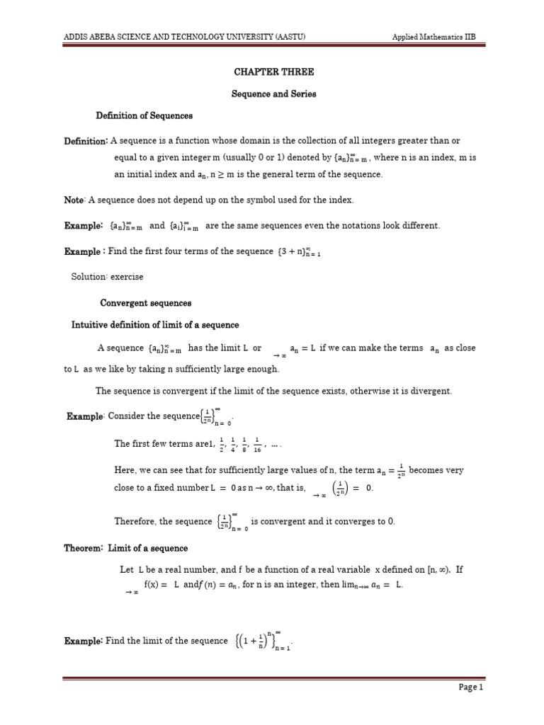 Chapter Three (Sequence and Series) | PDF | Sequence | Limit (Mathematics)
