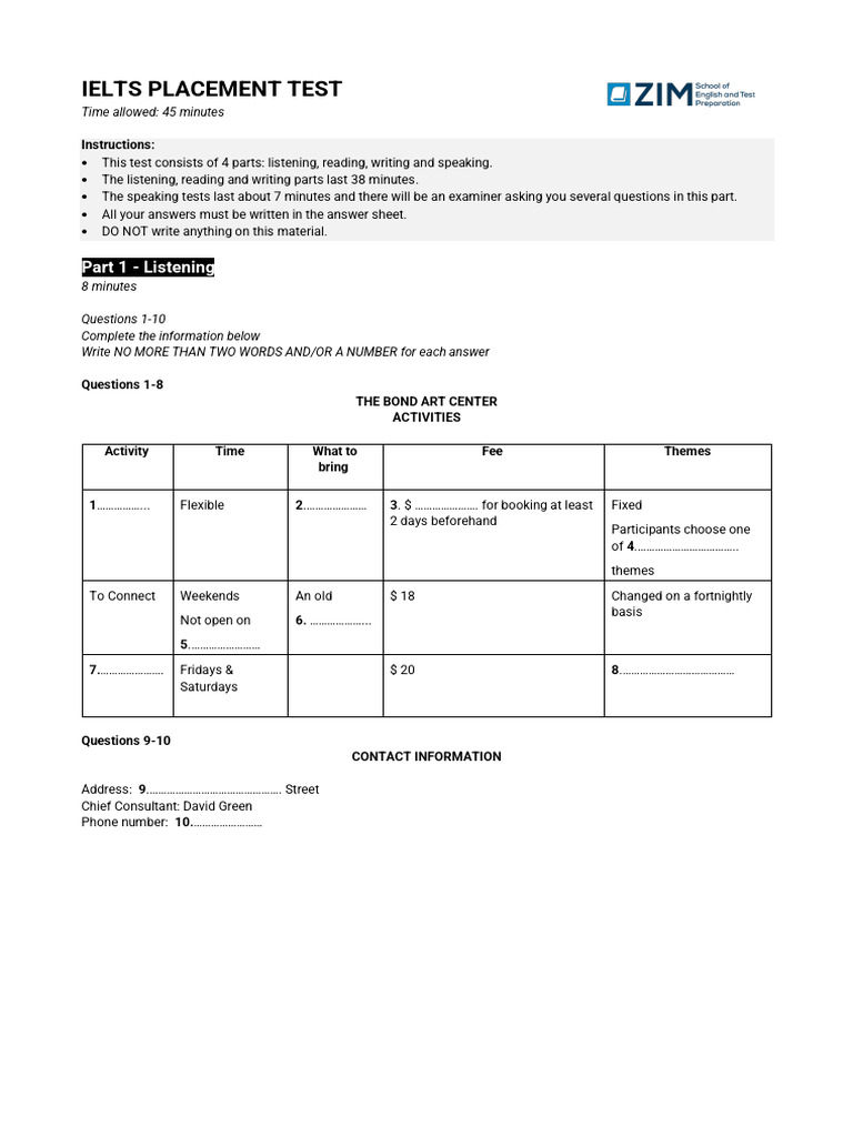 IELTS Placement Test Overview | PDF | Electric Vehicle | Car
