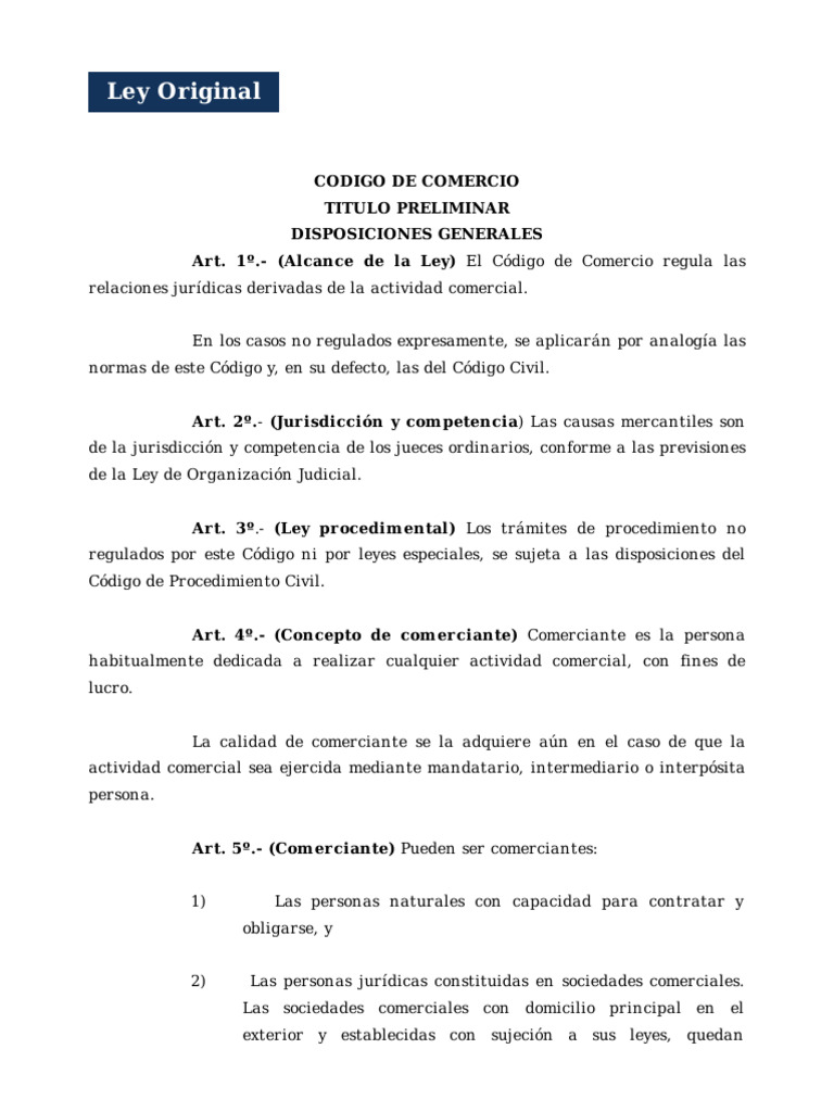 Código de Comercio Original | PDF | Contabilidad | Hoja de balance
