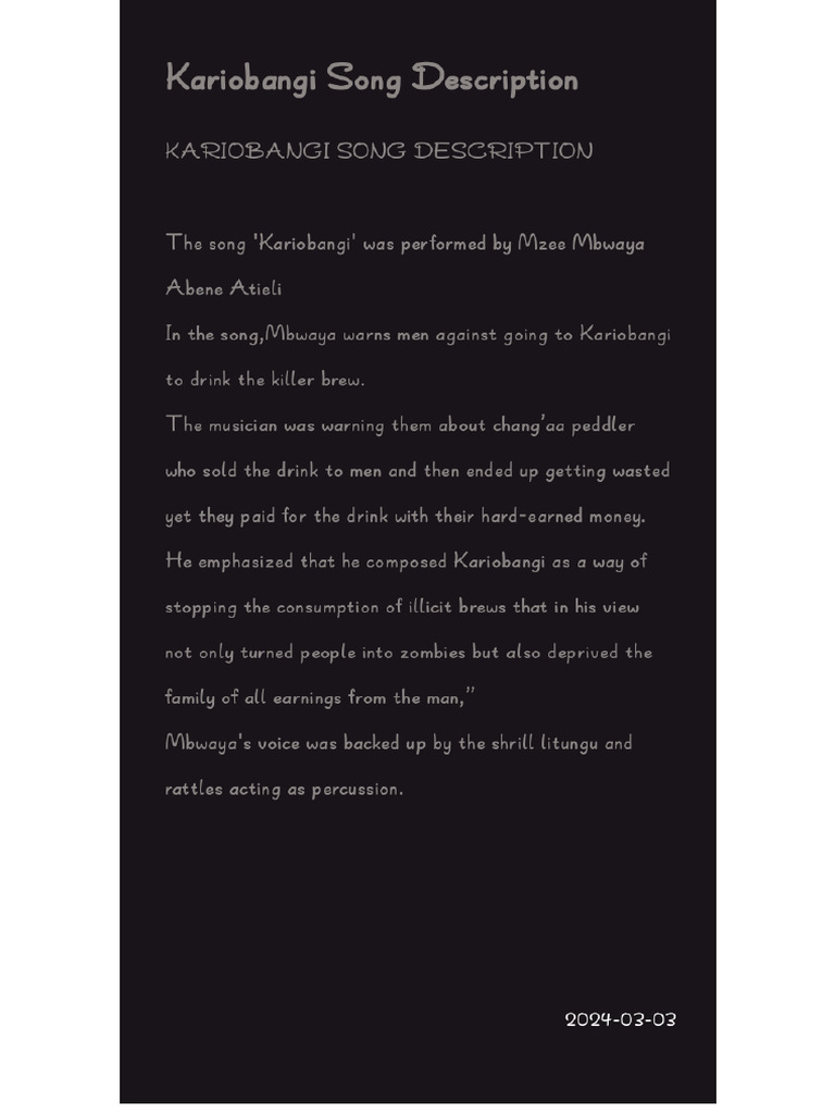 Kariobangi Song Description | PDF