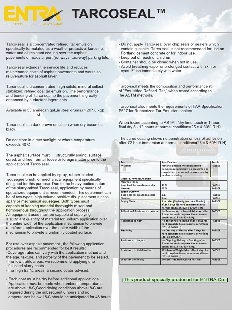 Tarco-seal: Asphalt Protection Solution | PDF