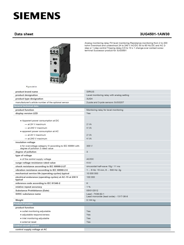 3UG45011AW30_datasheet_en | PDF | Relay | Alternating Current