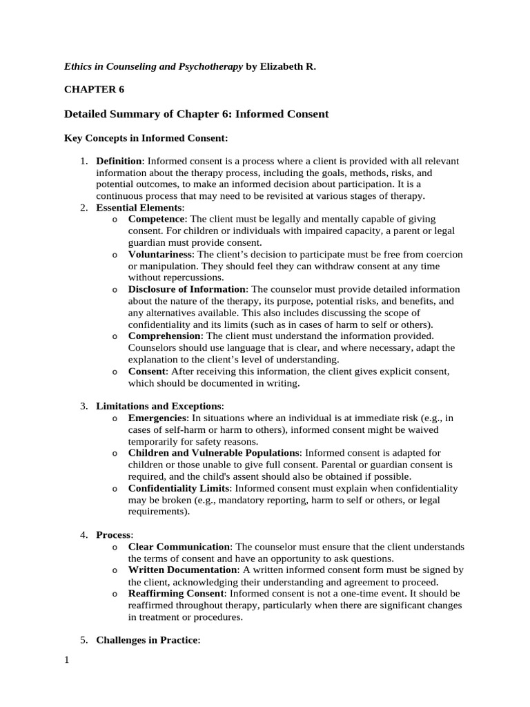 Informed Consent in Counseling Ethics | PDF | Informed Consent ...