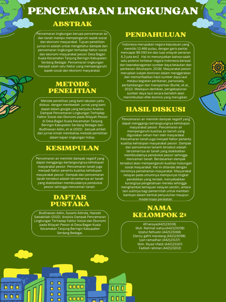 Green and Yellow Illustrative 4 Ways of Environmental Pollution Poster ...