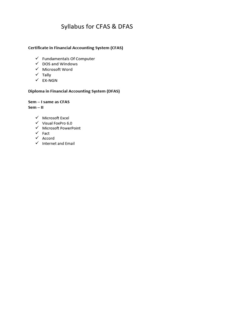 CFAS & DFAS Syllabus | PDF