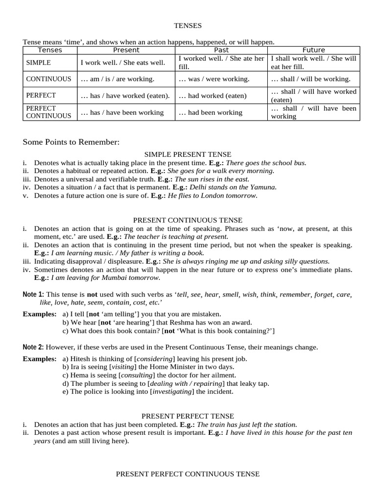 Tenses | PDF | Grammatical Tense | Linguistics