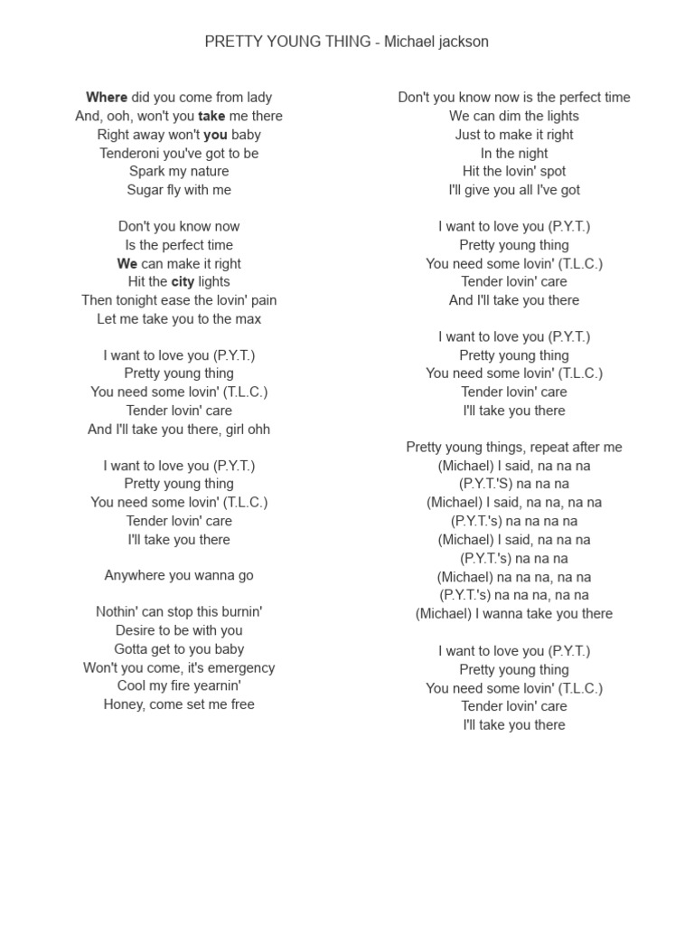 PRETTY YOUNG THING Michael jackson PDF Songs Recorded Music(02)