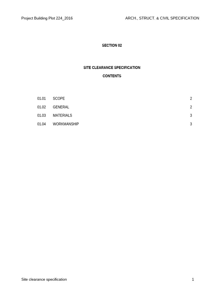 Site Clearance Specification Guide | PDF