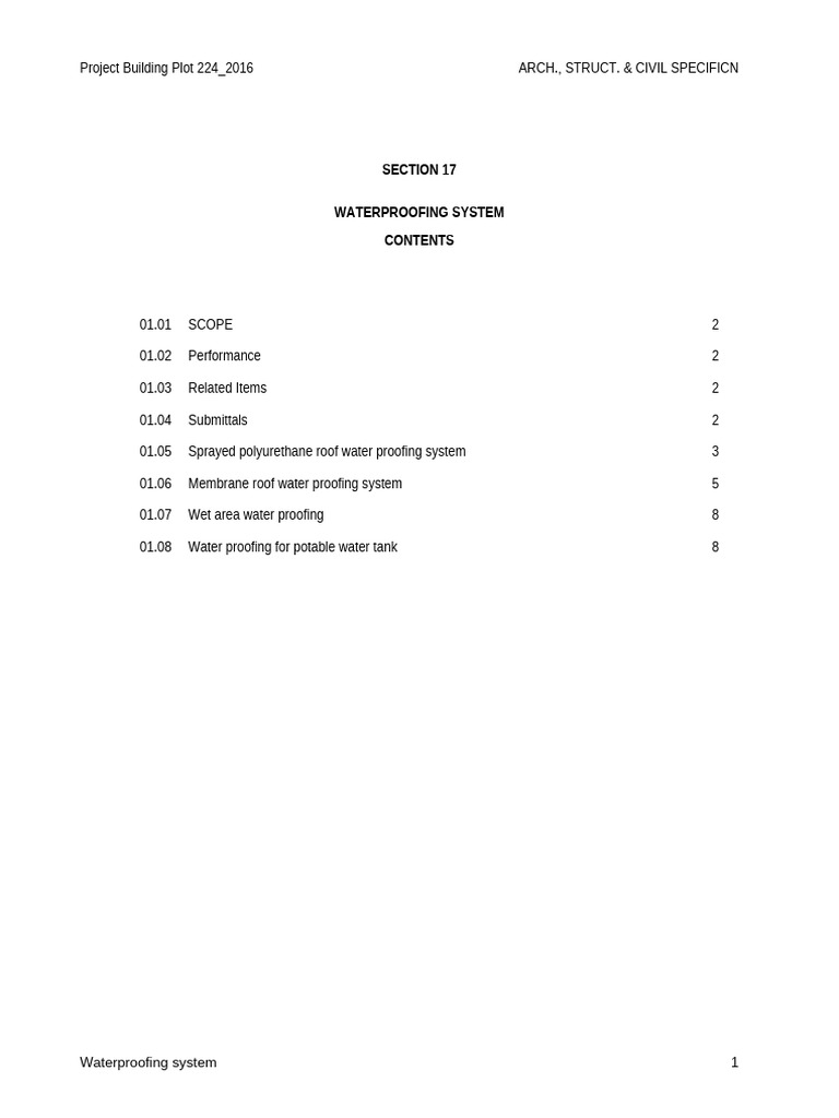 Waterproofing System Specifications | PDF | Polyurethane | Building ...