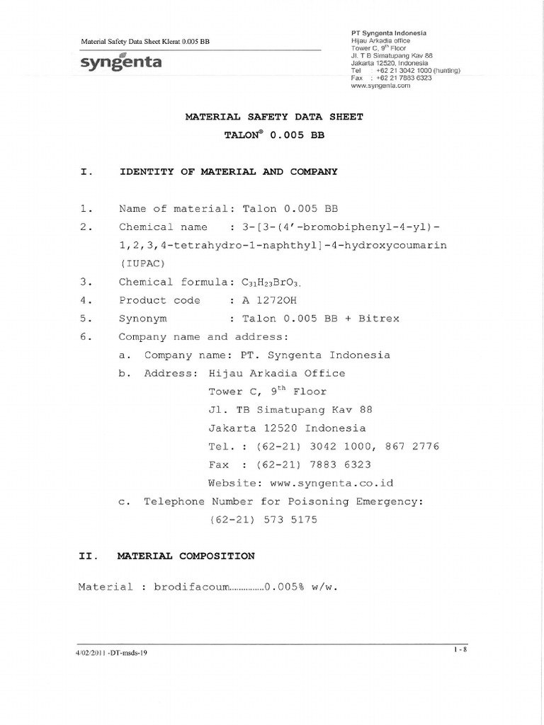 A4-MSDS Talon - Eng | PDF