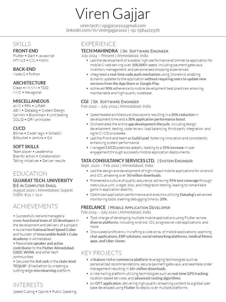 Viren Gajjar CV | PDF | Mobile App | Application Software