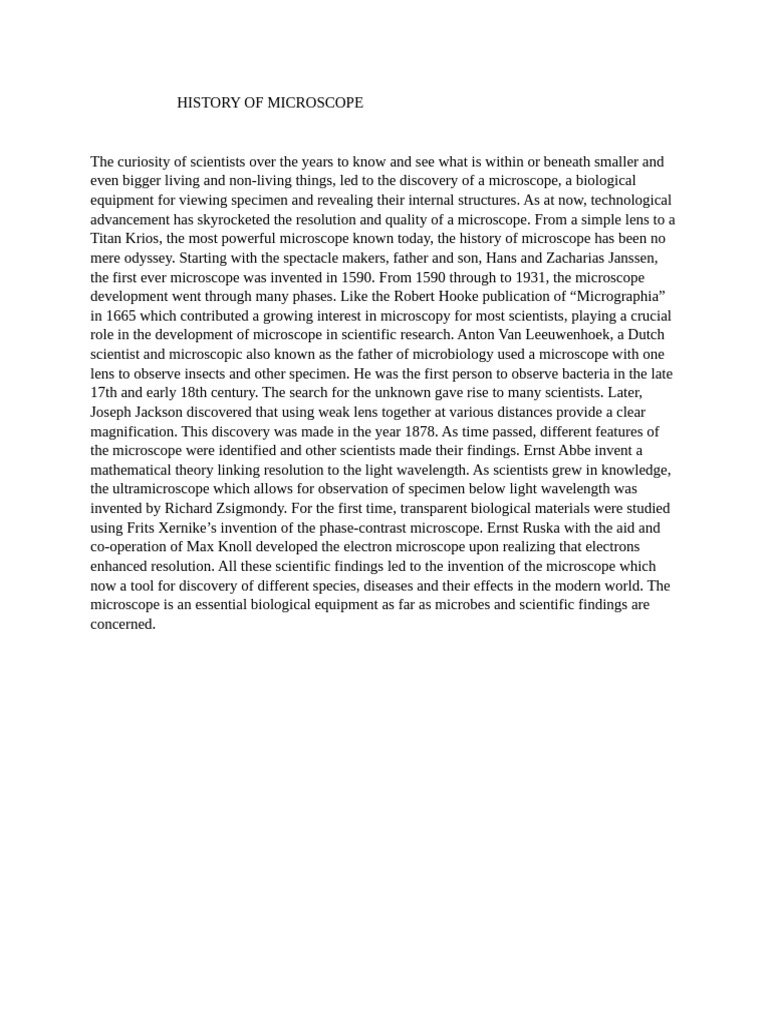 Evolution of the Microscope History | PDF