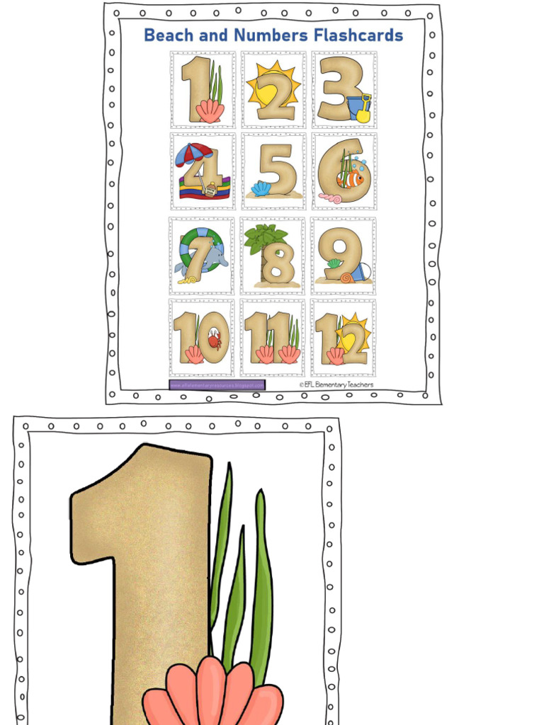 BeachNumbersforElementaryEFL 1 | PDF