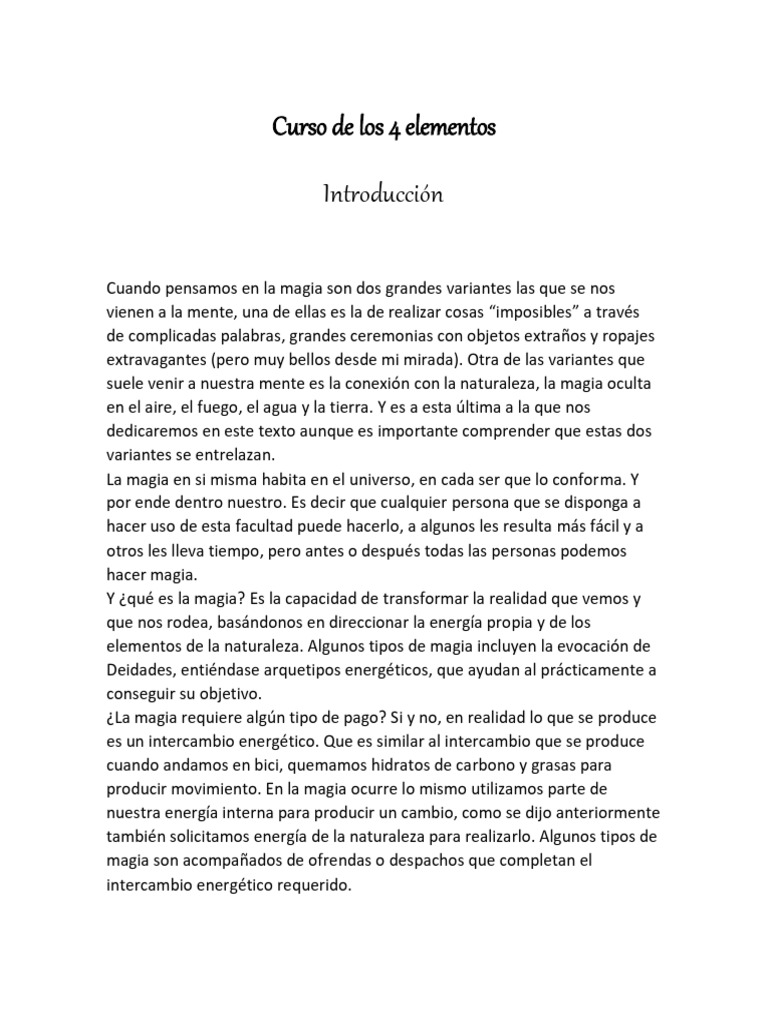 Magia y los Cuatro Elementos: Guía Práctica | PDF | Mente