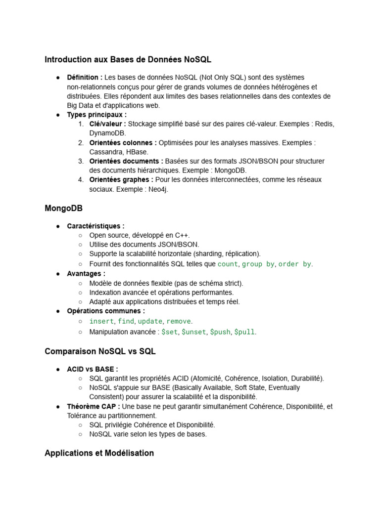 Introduction aux Bases de Données NoSQL | PDF | NoSQL | MongoDB