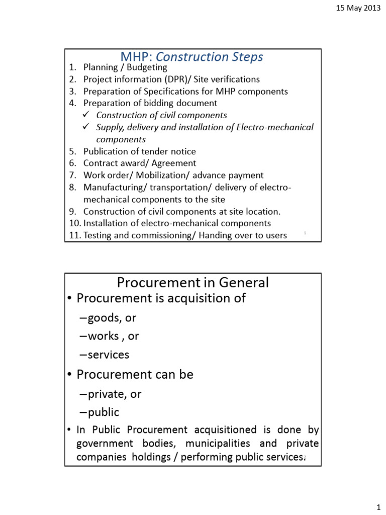 MHP Project Procurement Guidelines | PDF