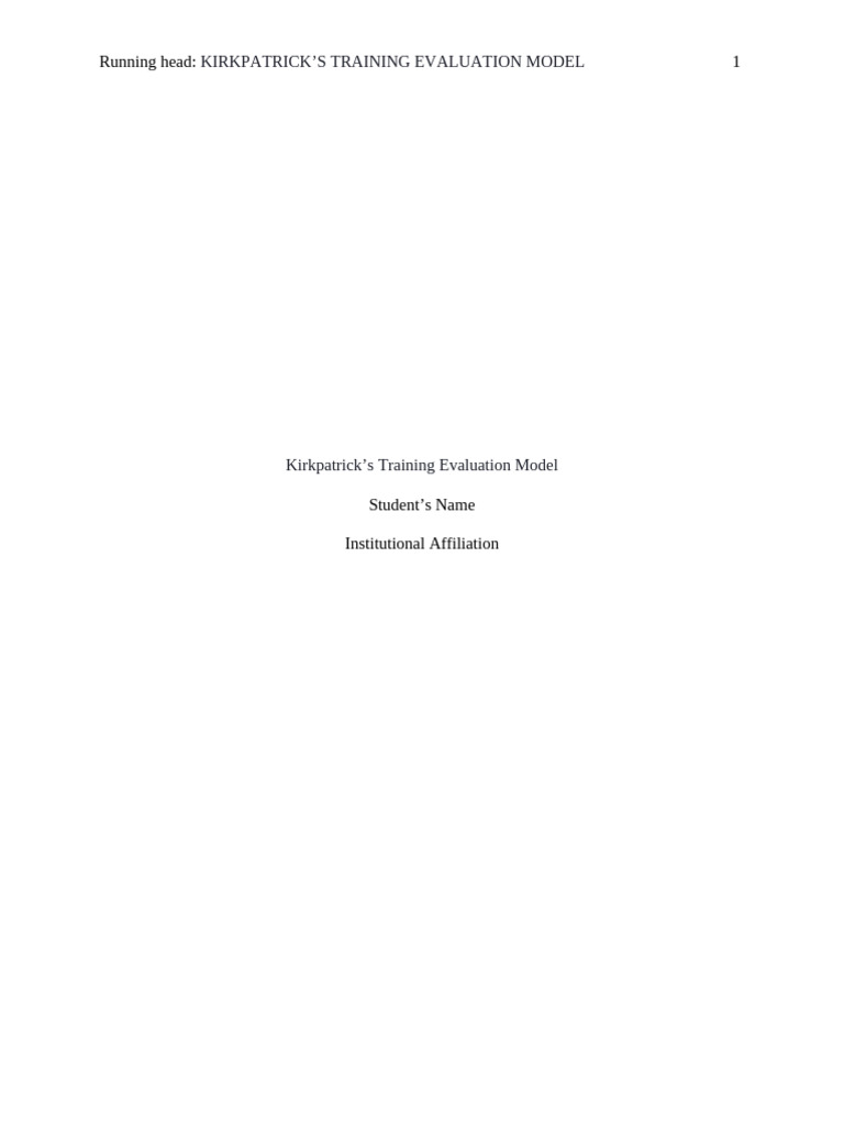 Kirkpatrick's Training Evaluation Model | PDF | Learning | Evaluation