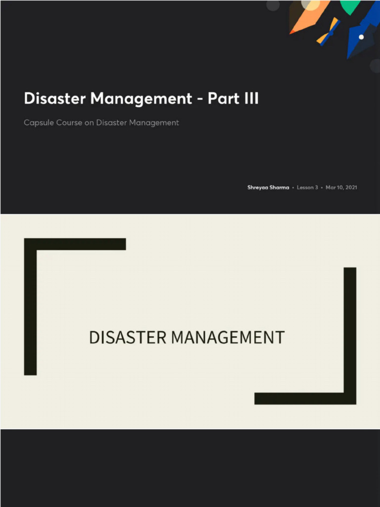Disaster Management Part III No Anno | PDF
