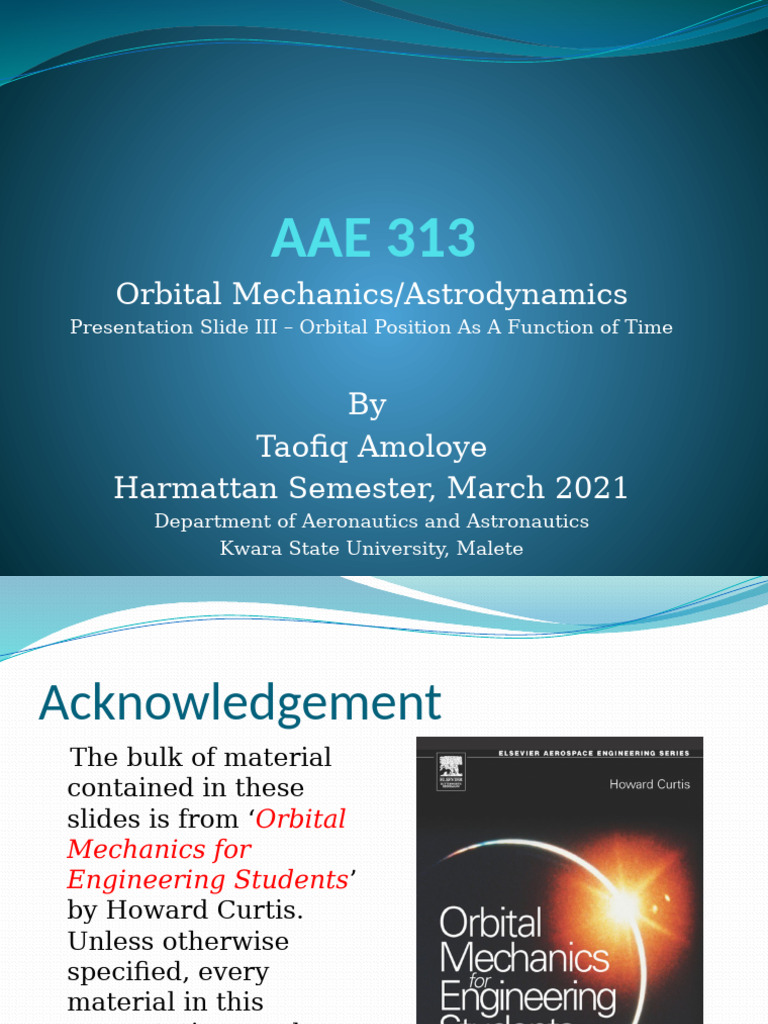 AAE 313 Lecture Slides III | PDF | Orbit | Ellipse