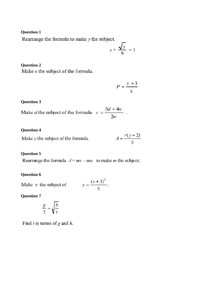 Rearrange Subject | PDF