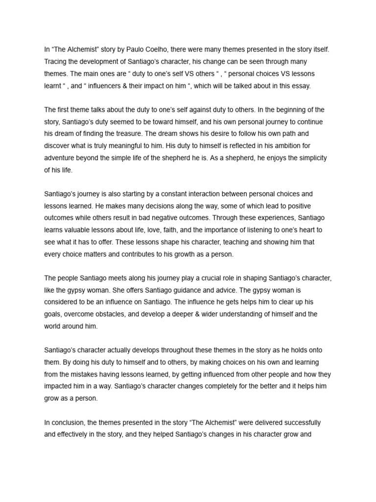 Santiago S Character Pdf