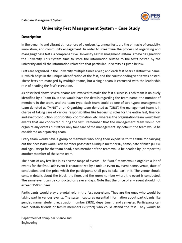 University Fest Management System Overview | PDF | Databases | Business