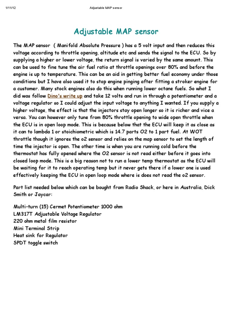 Adjustable MAP Sensor PDF Throttle Fuels