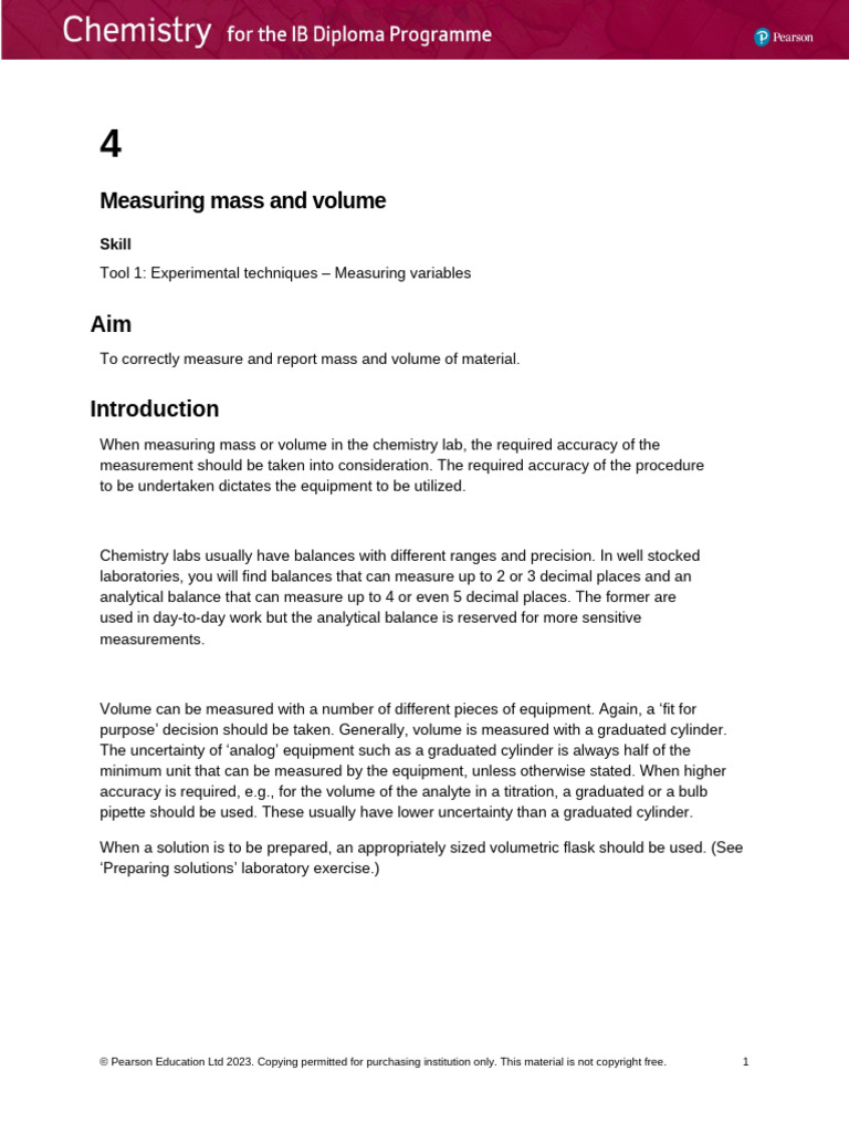 Accurate Mass and Volume Measurement Guide | PDF | Volume | Weighing Scale