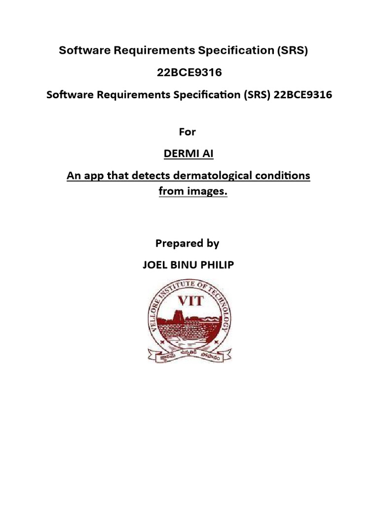 Software Requirements Specification - 22BCE9316 | PDF | Medical ...