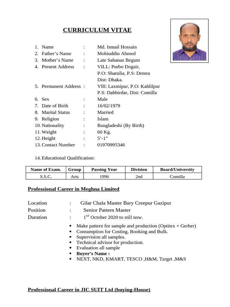 Ismail VI New CV - Meghna | PDF