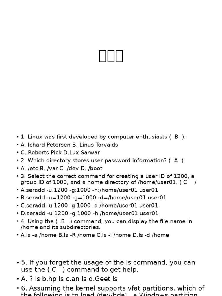 Linux System Administration Quiz | PDF | File Transfer Protocol ...