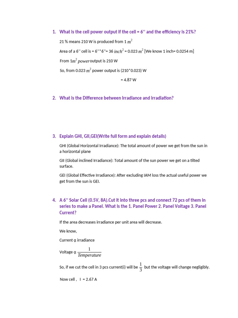 Solar Batch 09 Exam Solution | PDF | Photovoltaics | Solar Panel