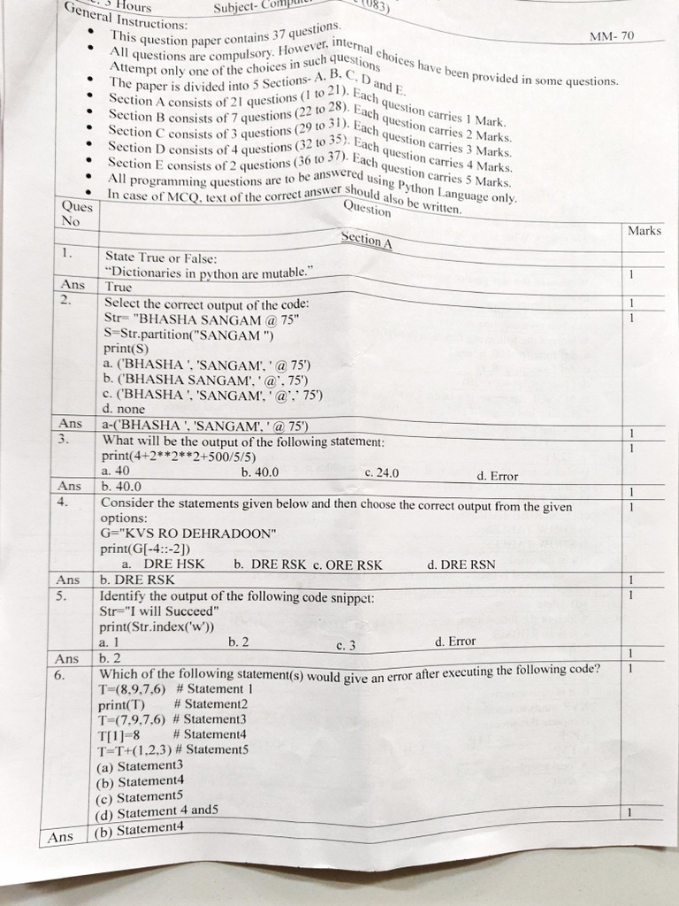 Marking Scheme | PDF