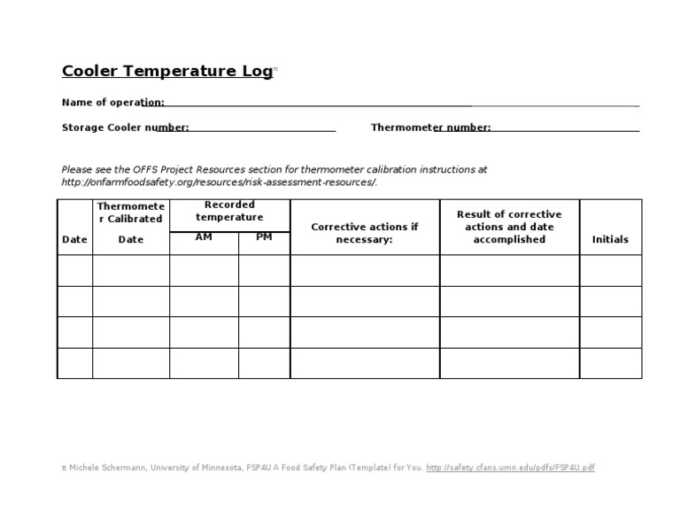 Cooler Temperature Log Template | PDF | Computers | Technology ...