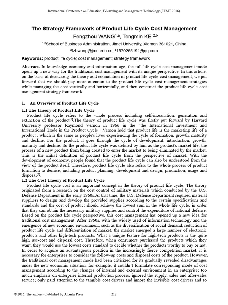 Lyfe Cycle Cost Management | PDF | Profit (Economics) | Life Cycle ...