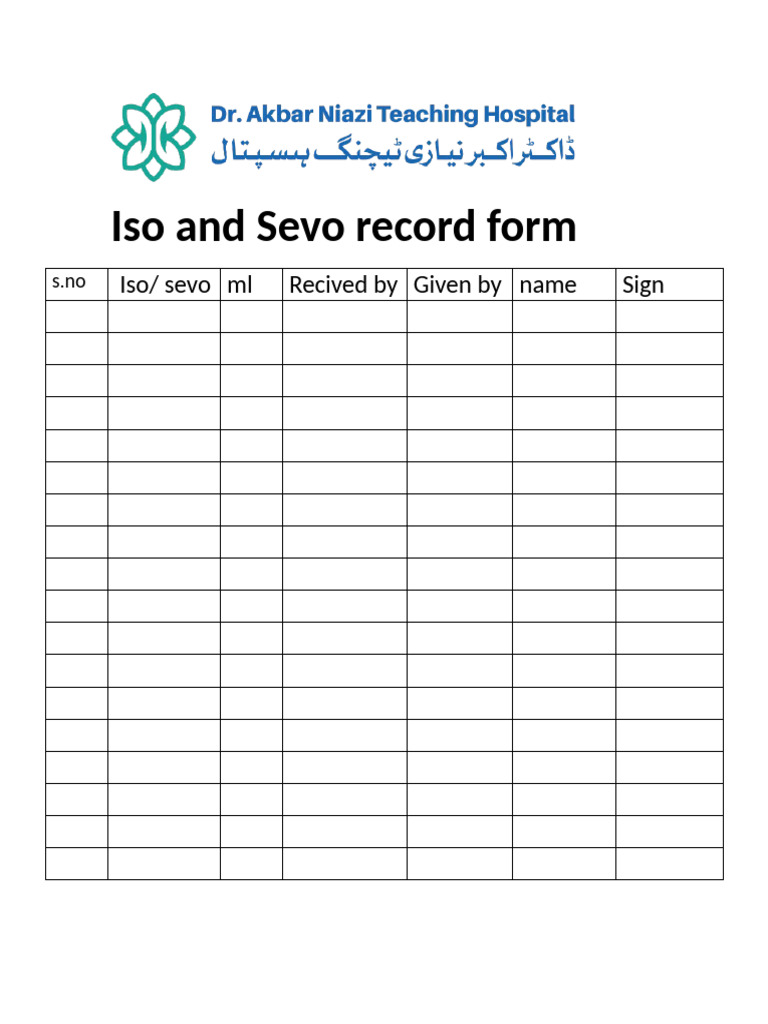 Iso and Sevo Record Form | PDF