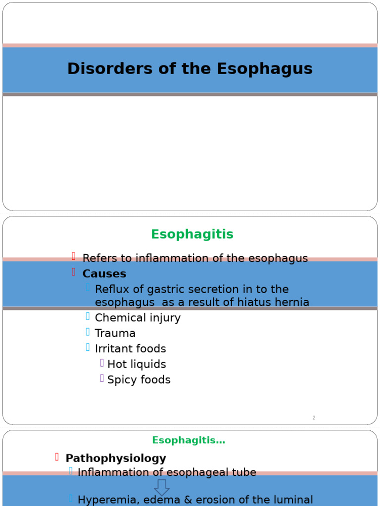 Disorders of The Esophagus | PDF | Gastroesophageal Reflux Disease ...