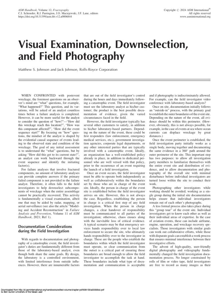 12 Visual Examination, Downselection, and Field Photography | PDF ...