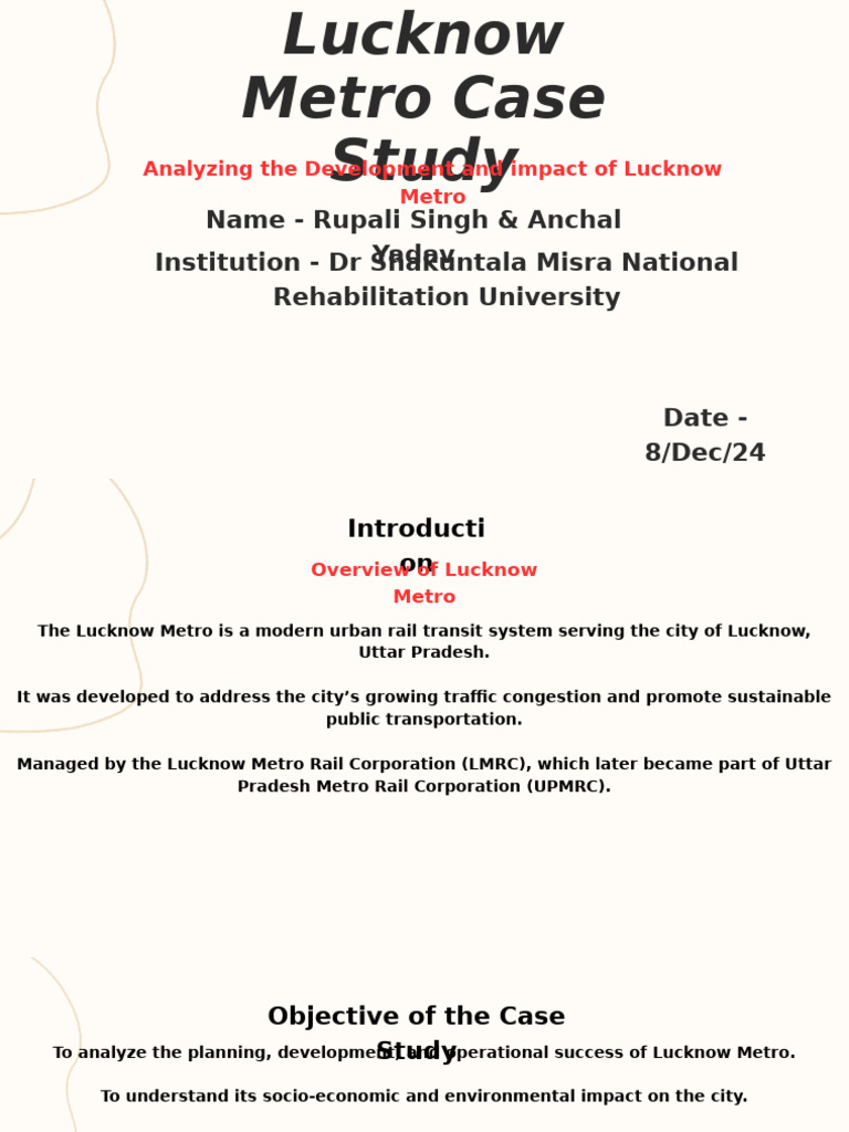 Lucknow Metro: Development and Impact Analysis | PDF | Transport ...