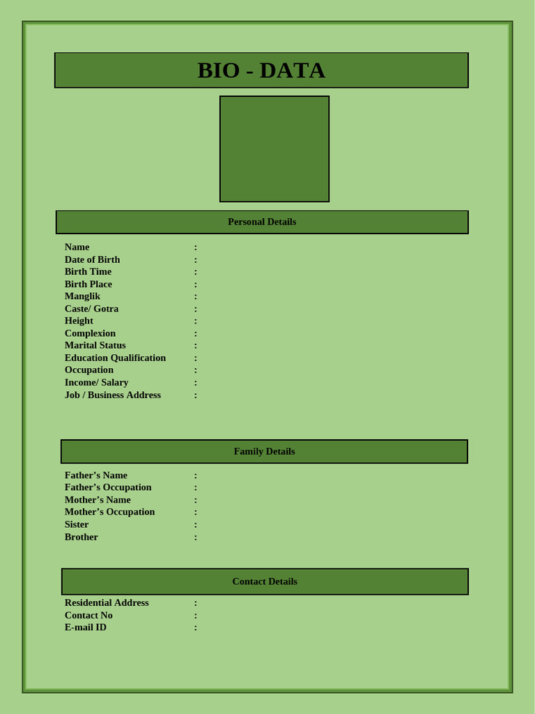 Bio Data 12 | PDF