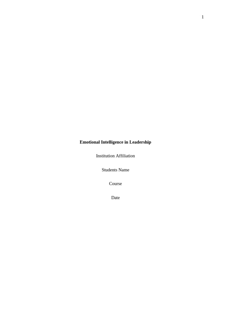 Emotional Intelligence in Leadership | PDF | Leadership | Servant ...
