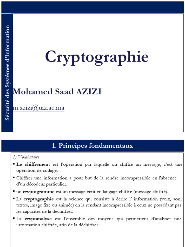Introduction à la Cryptographie et Chiffrement | PDF | Public-key ...