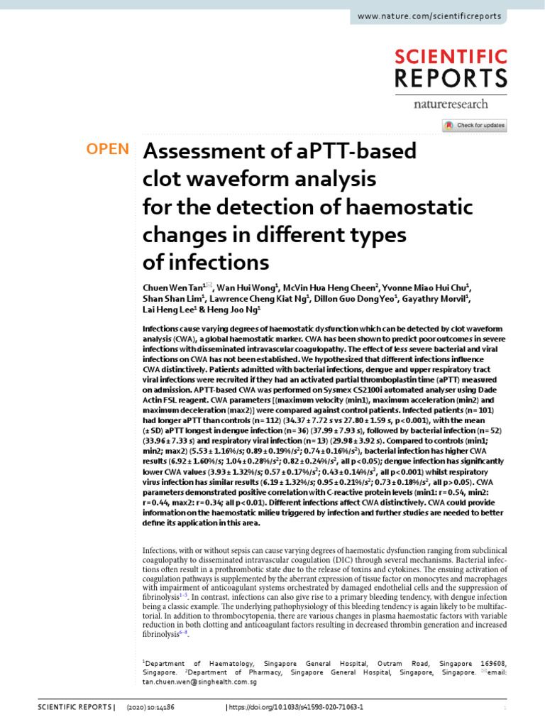 Clot Waveform Analysis in Infections | PDF | Gram Negative Bacteria ...