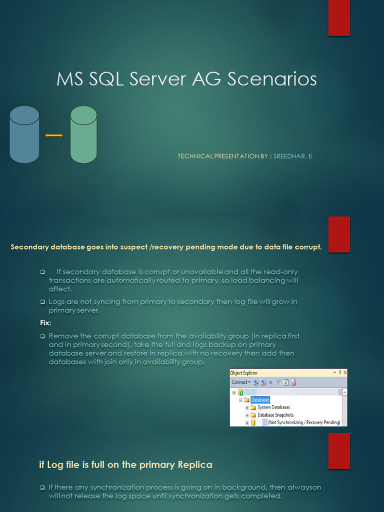 MS SQL Server AG Presentation Document by Sreedhar e 1703006968 | PDF ...